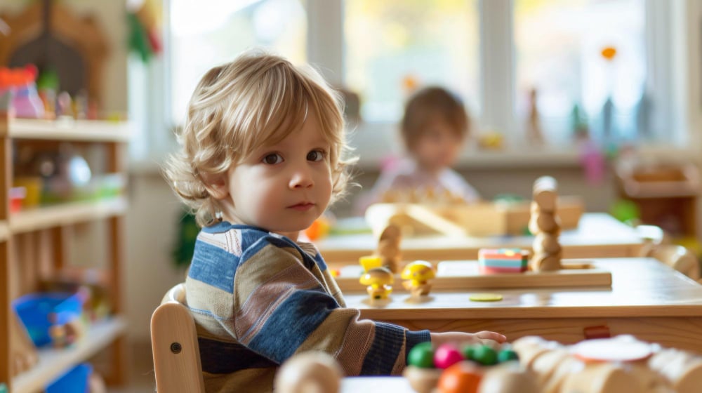 Curious Child in a Playful Classroom