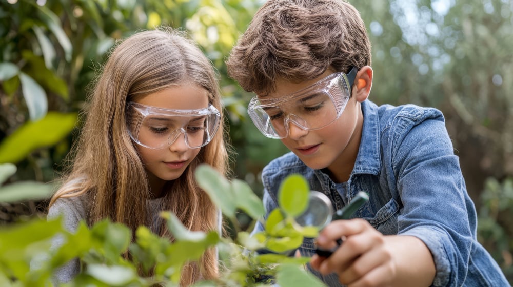 Curious Kids Investigating Plants