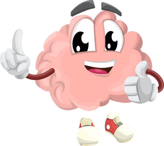 Cheerful Brain Character Giving Thumbs Up