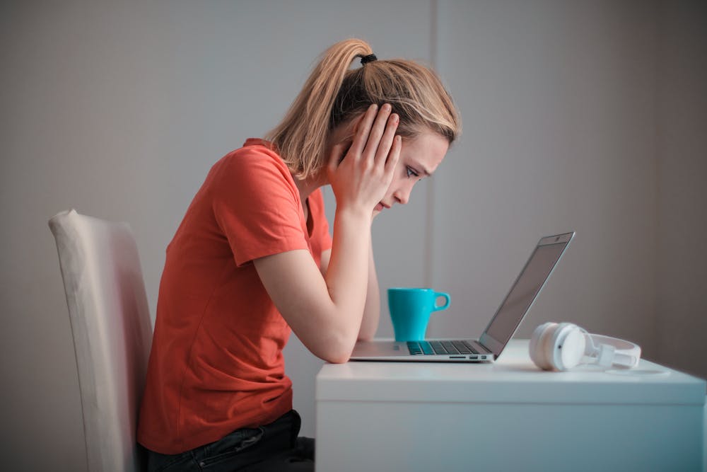 Woman Struggling With Online Work