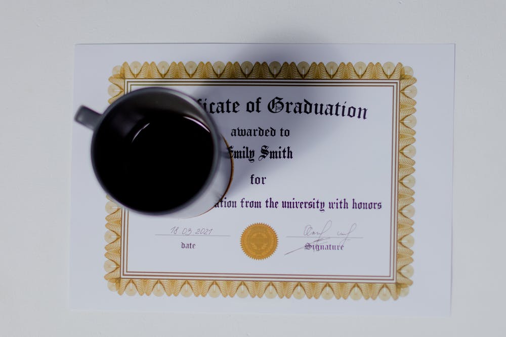 Certificate of Graduation with Coffee Mug